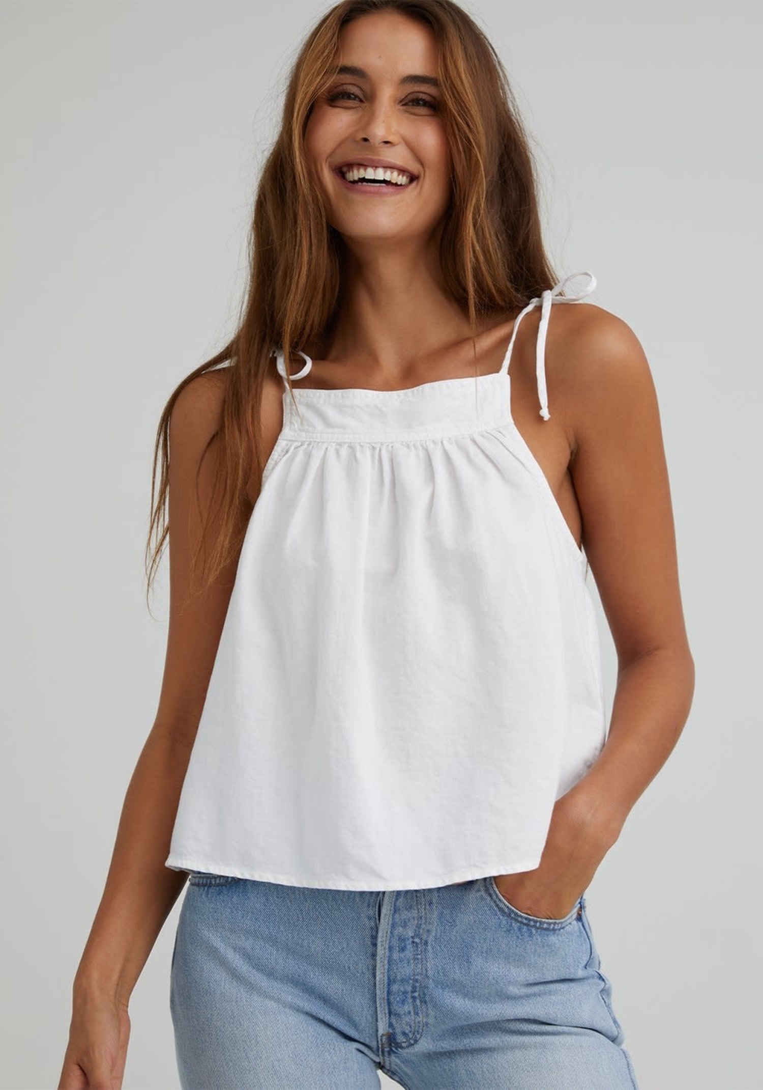 Bella Dahl Tie Shoulder Tank White Tryst Boutique