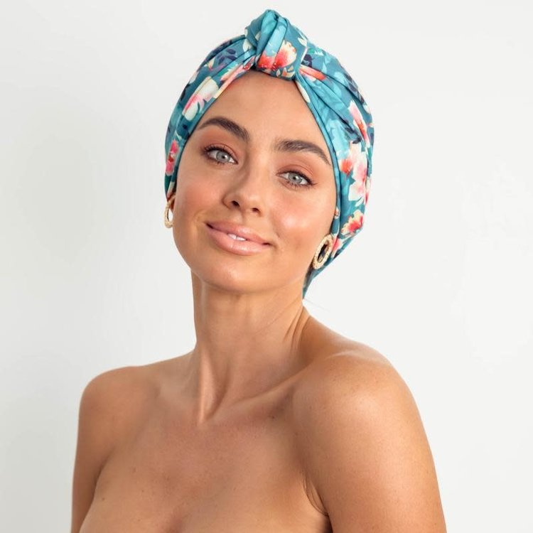 Turban Style Shower Cap Poolside Peony
