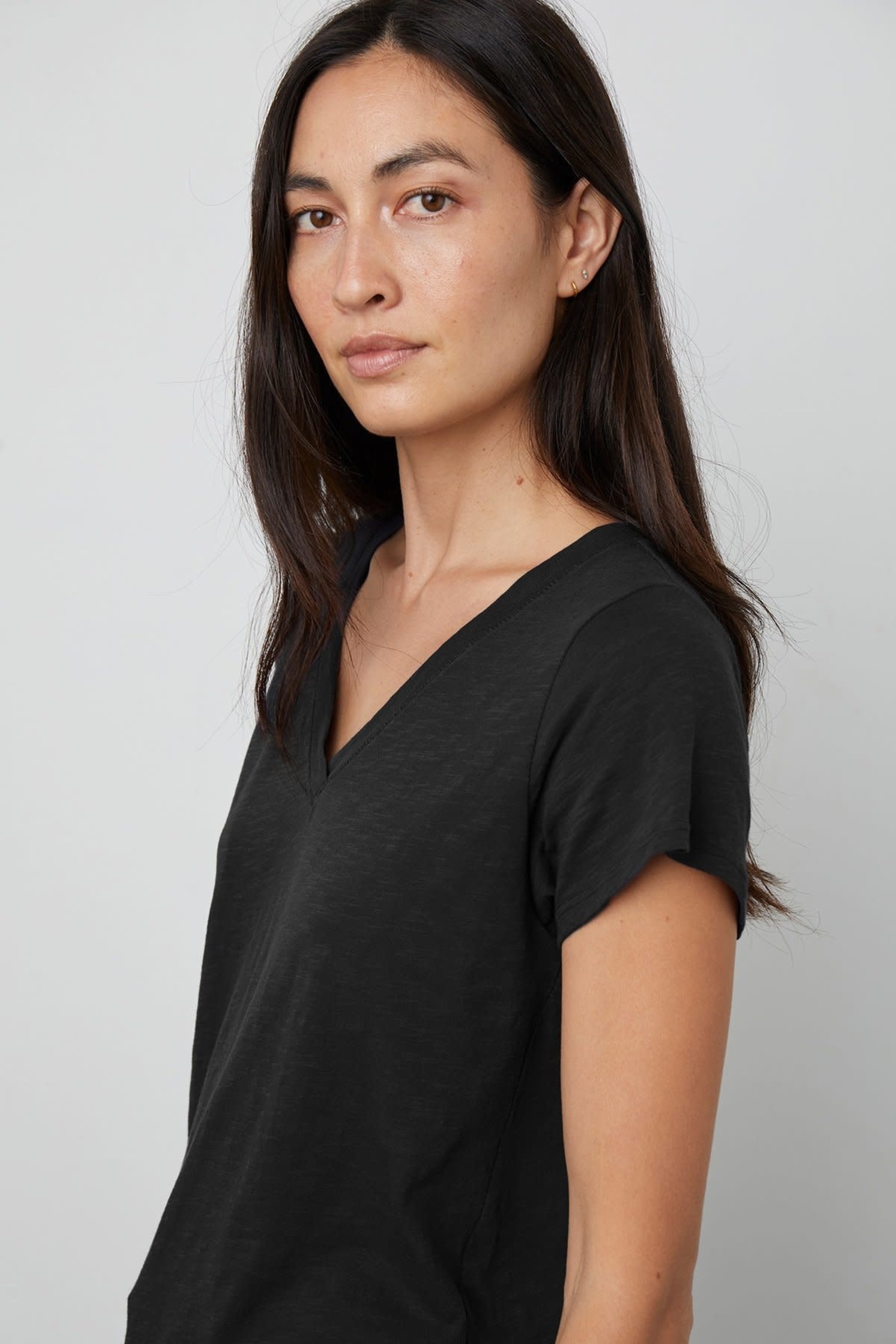 Velvet By Graham & Spencer Jilian V-Neck Tee Black