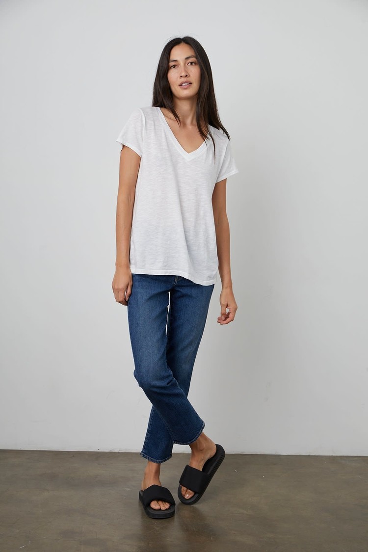 Velvet Jilian V-Neck Tee White