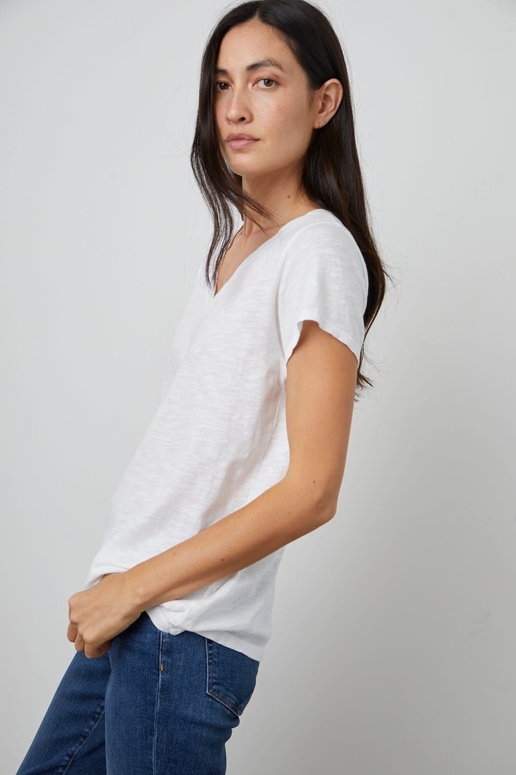 Velvet Jilian V-Neck Tee White