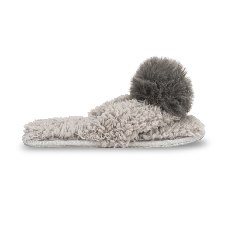 Lemon Collections Teddy Bear Berber Flip Flop Slipper Medium Grey