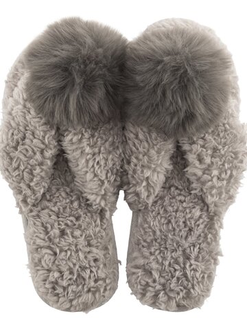 Lemon Collections Teddy Bear Berber Flip Flop Slipper Medium Grey