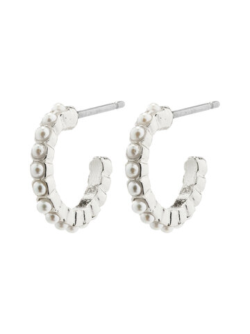 Pilgrim Jewellery Ekta Pearl Hoop Earrings Silver