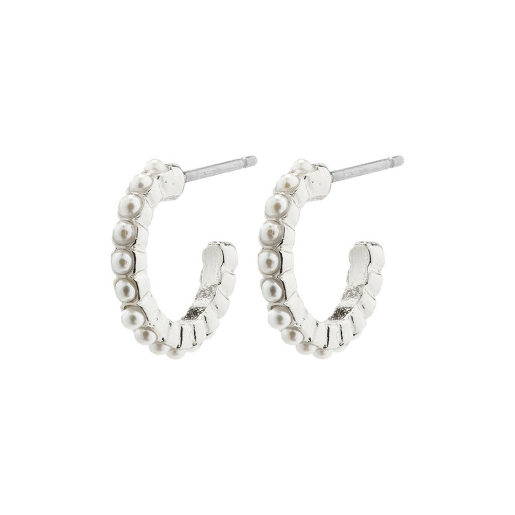 Pilgrim Jewellery Ekta Pearl Hoop Earrings Silver