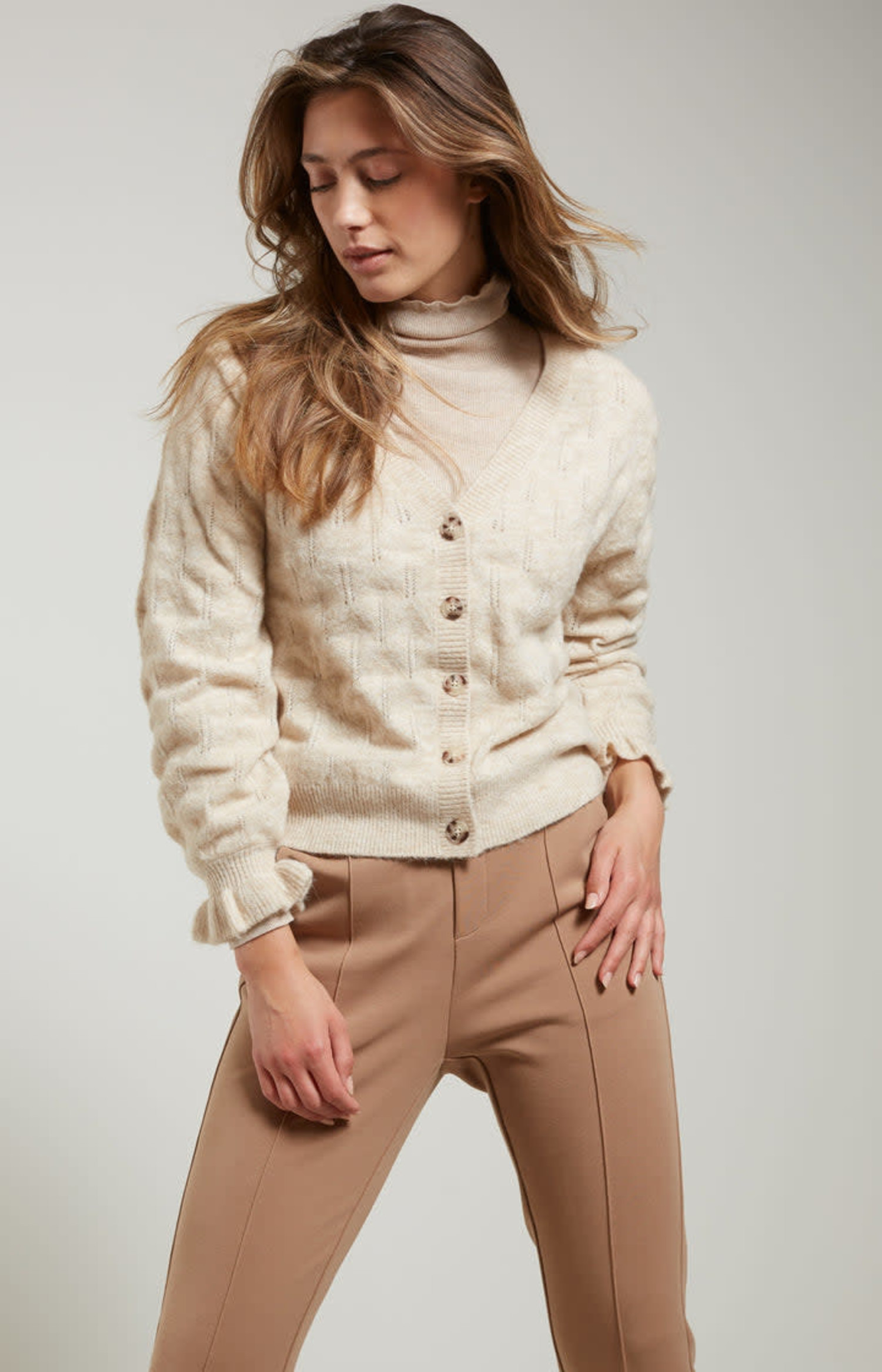 Yaya | Pointelle Stitch Cardigan with 