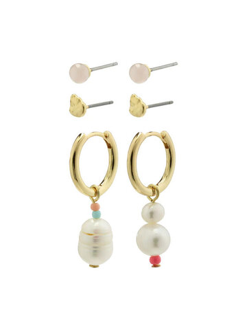 Pilgrim Jewellery Energetic Freshwater Pearl 3 in 1 Set Gold