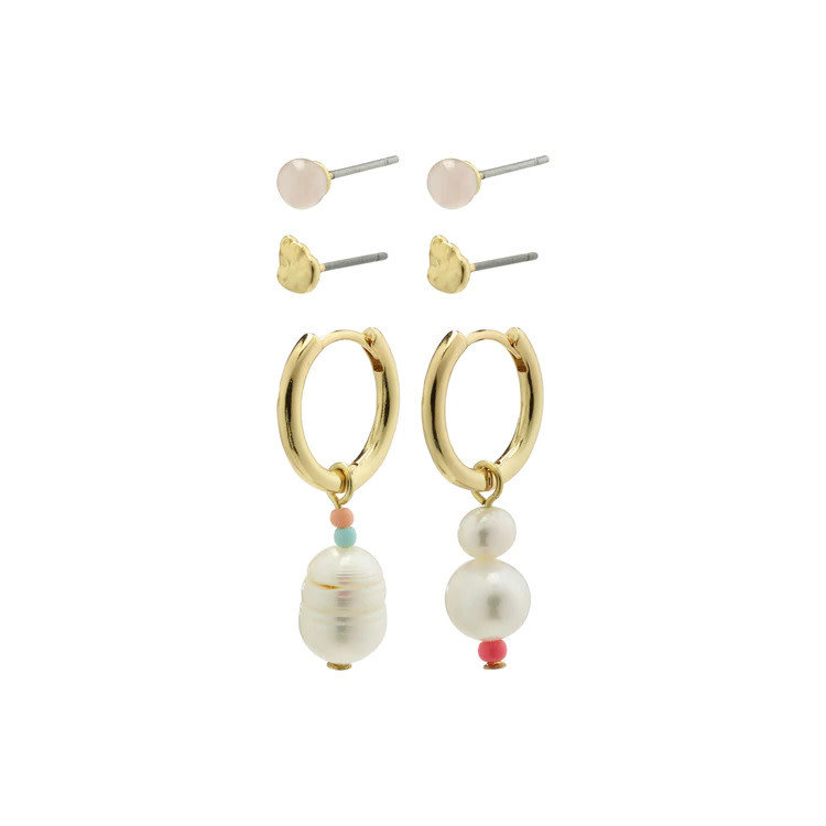 Pilgrim Jewellery Energetic Freshwater Pearl 3 in 1 Set Gold
