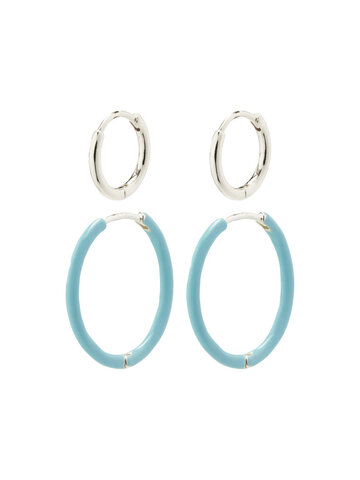 Pilgrim Jewellery Luzia Blue Hoop 2 in 1 Silver