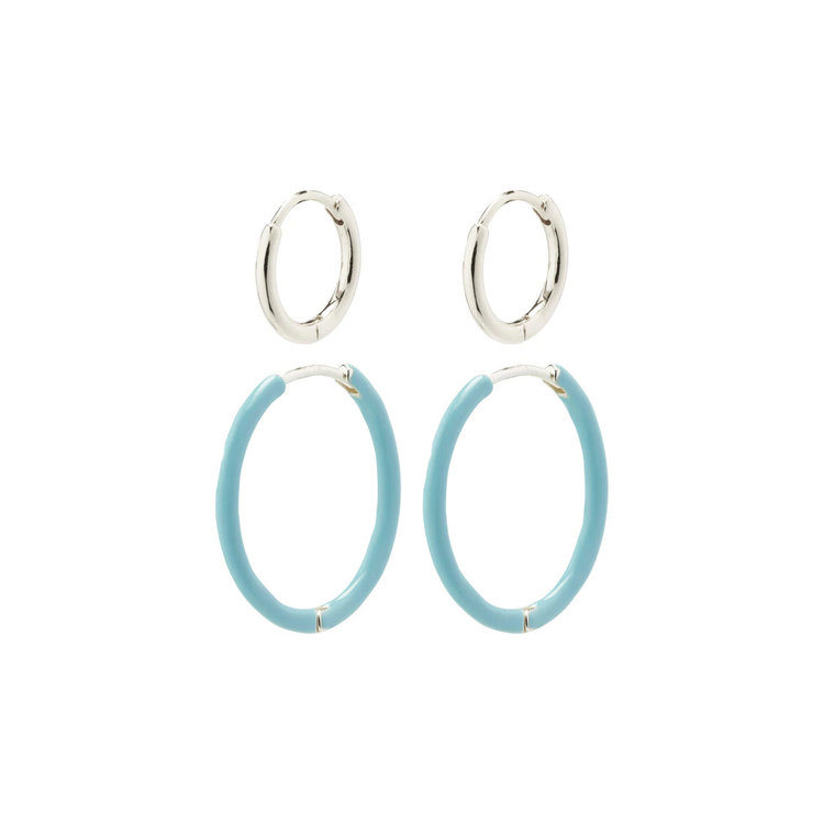 Pilgrim Jewellery Luzia Blue Hoop 2 in 1 Silver