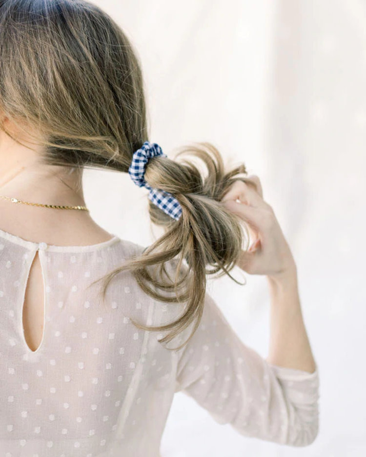 Chelsea King Gingham Navy Scrunchie Thin