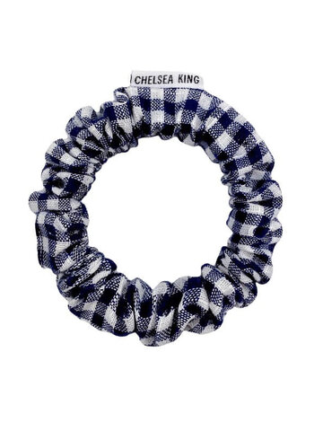 Chelsea King Gingham Navy Scrunchie Thin