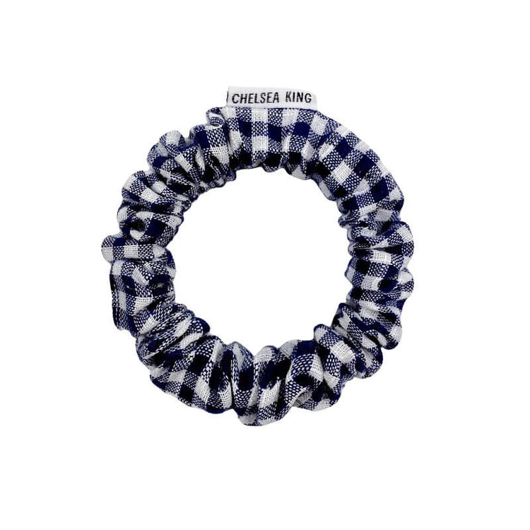 Chelsea King Gingham Navy Scrunchie Thin