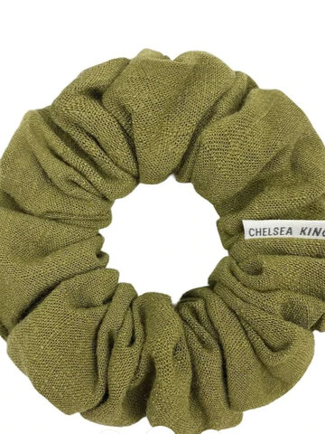 Chelsea King Natural Linen Olive Scrunchie Petite