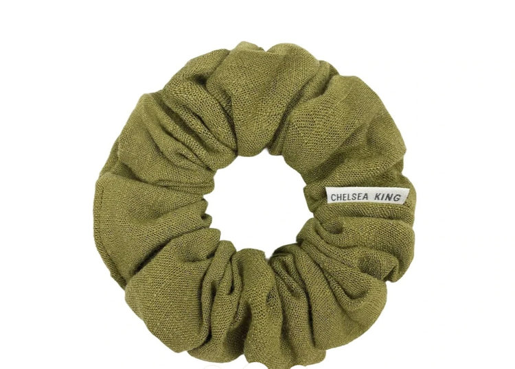 Chelsea King Natural Linen Olive Scrunchie Petite