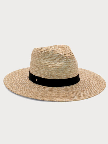 Ace of Something Rhea Wheat Straw Fedora Natural Black