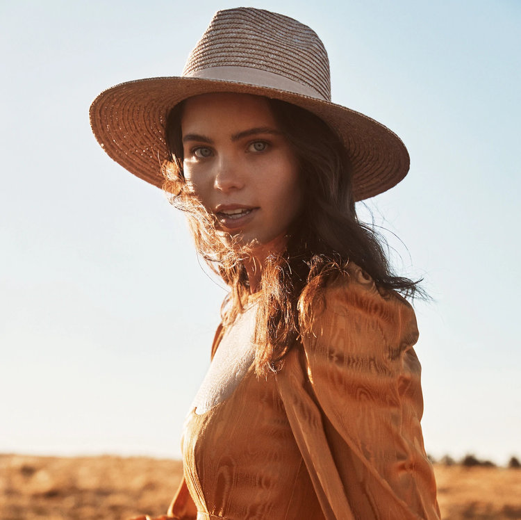 Ace of Something Bologna Wheat Straw Boater Med Brimmed Bisque