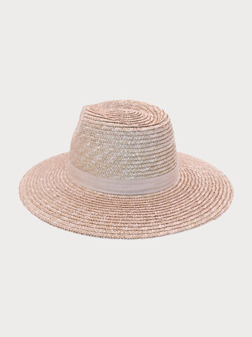 Ace of Something Bologna Wheat Straw Boater Med Brimmed Bisque