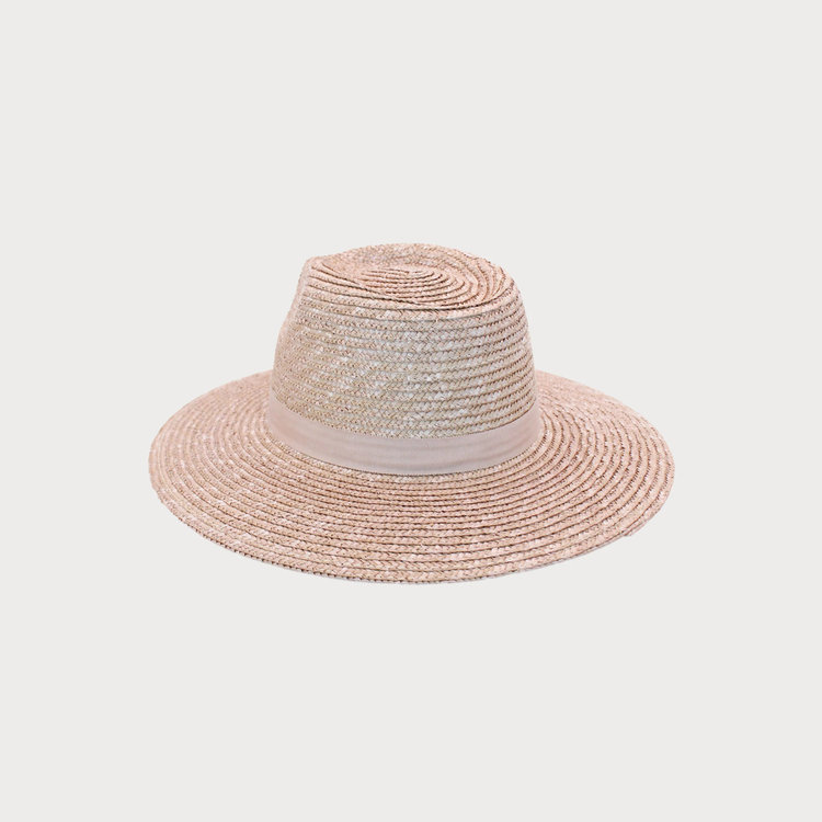 Ace of Something Bologna Wheat Straw Boater Med Brimmed Bisque