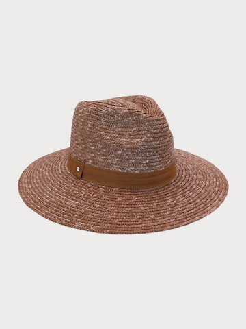 Ace of Something Bologna Wheat Straw Boater Med Brimmed Nutmeg