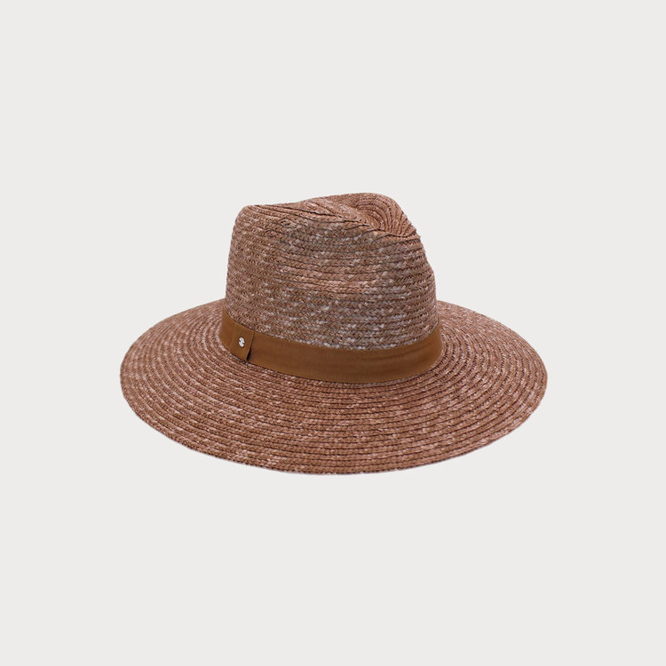 Ace of Something Bologna Wheat Straw Boater Med Brimmed Nutmeg