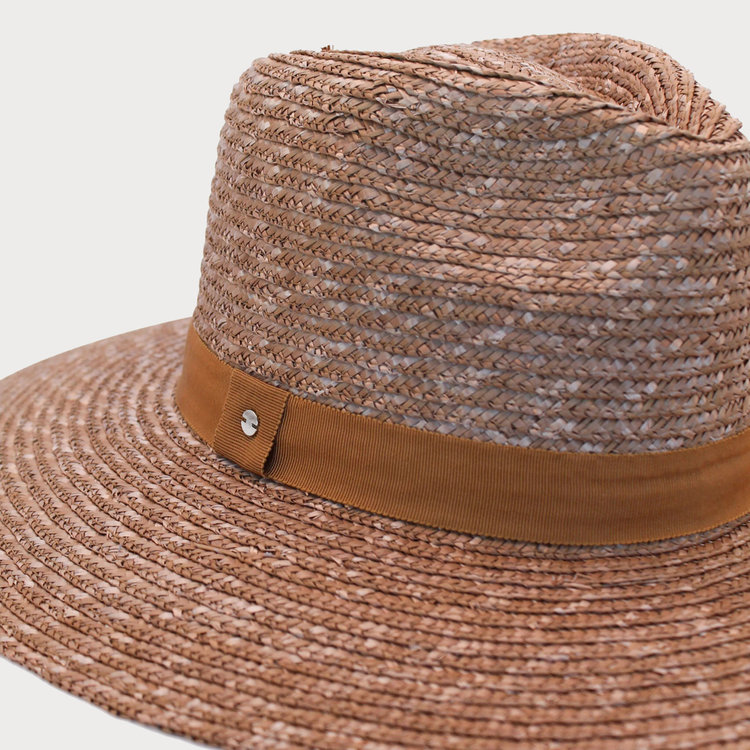 Ace of Something Bologna Wheat Straw Boater Med Brimmed Nutmeg