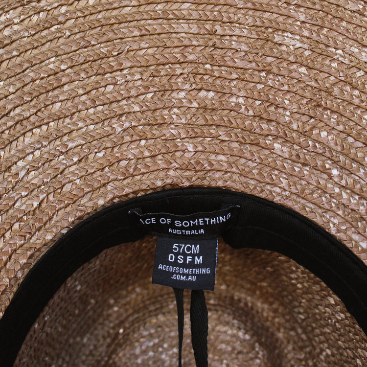 Ace of Something Bologna Wheat Straw Boater Med Brimmed Nutmeg