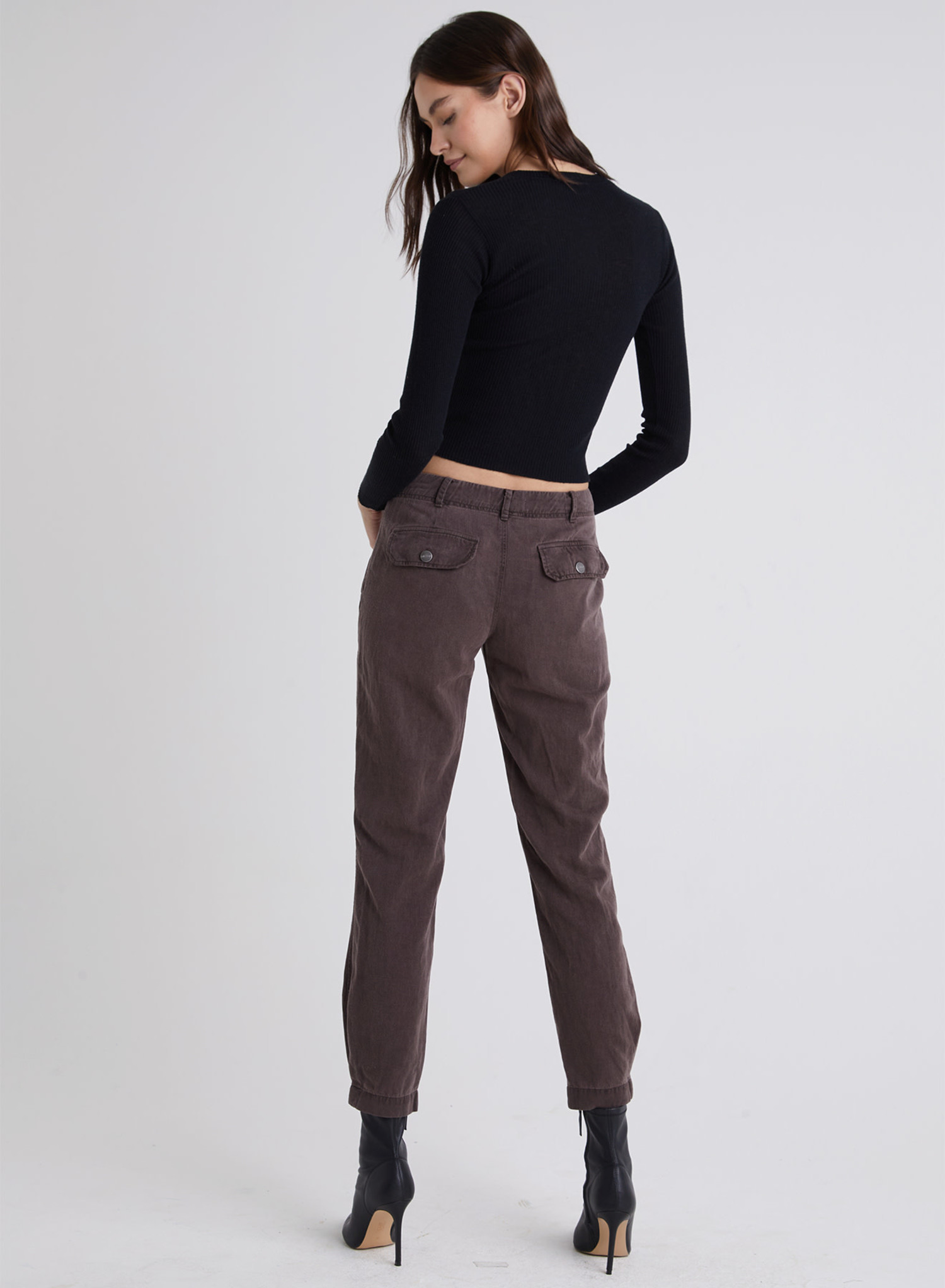 Bella Dahl Pleated Cuff Utility Pant Washed Charcoal Tryst