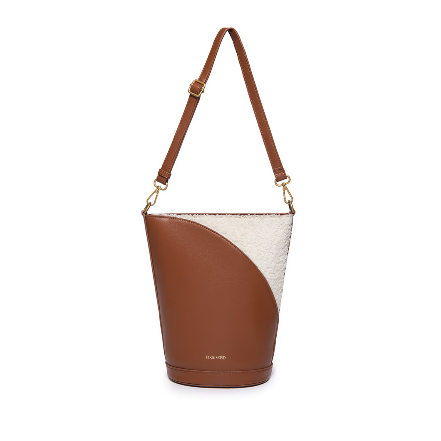 Leather bucket shop shoulder bag