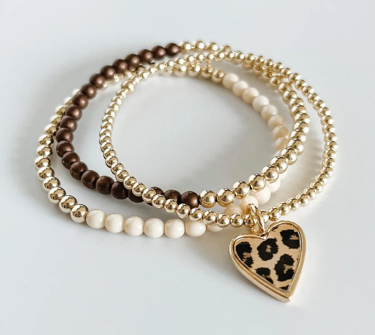 Miren Nekane Jewelry Matte Bronze/Gold 4mm Beaded Bracelet