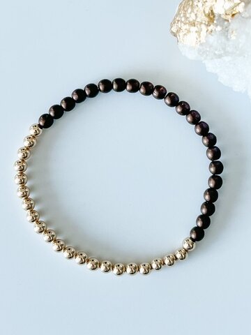Miren Nekane Jewelry Matte Bronze/Gold 4mm Beaded Bracelet
