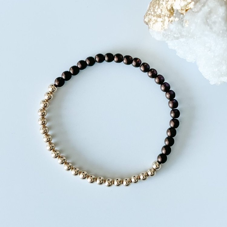Miren Nekane Jewelry Matte Bronze/Gold 4mm Beaded Bracelet