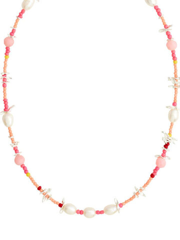 Pilgrim Jewellery PAUSE Necklace with Freshwater Pearls Coral/Silver