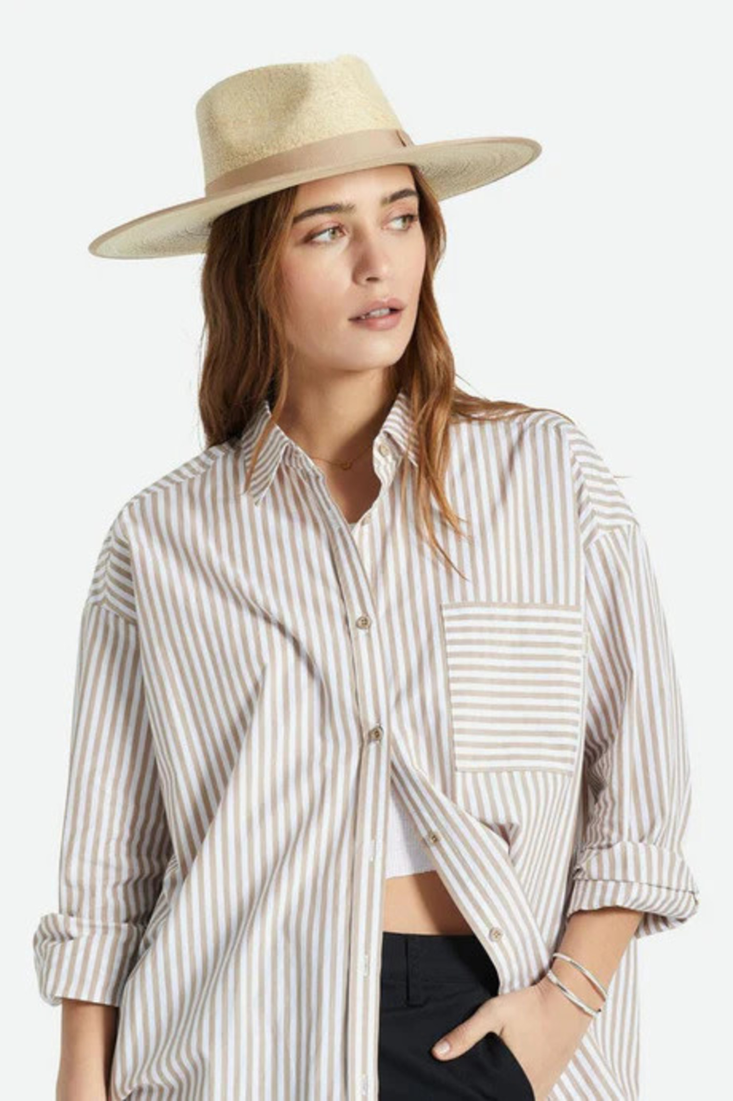 Jo straw rancher hat in natural & beige Brixton | Jo Straw Rancher Natural/Black/White - Tryst Boutique main image 2