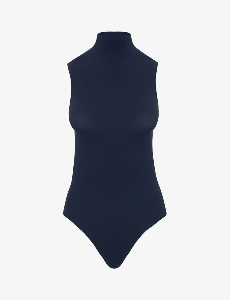 Commando Ballet Sleeveless Mock Neck Bodysuit Navy