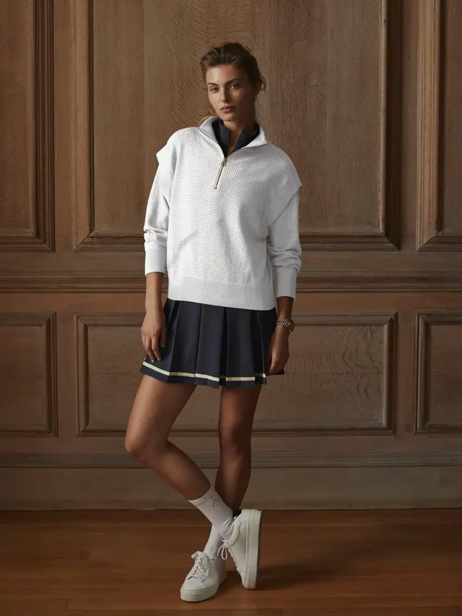 Varley | Atwood Half Zip Knit White - Tryst Boutique