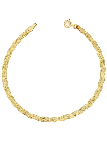 Leah Alexandra Braided Herringbone Bracelet 10k Gold 6.5"