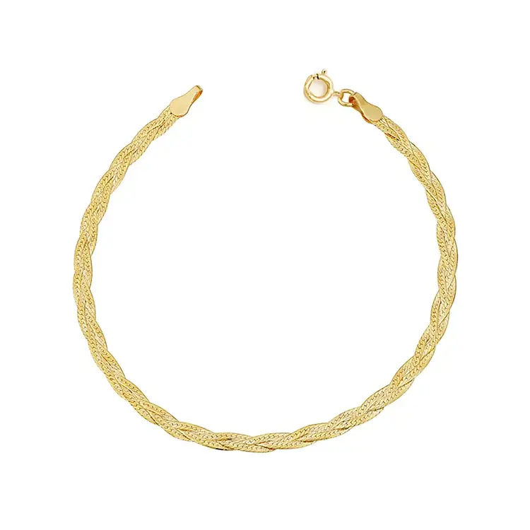Leah Alexandra Braided Herringbone Bracelet 10k Gold 6.5"