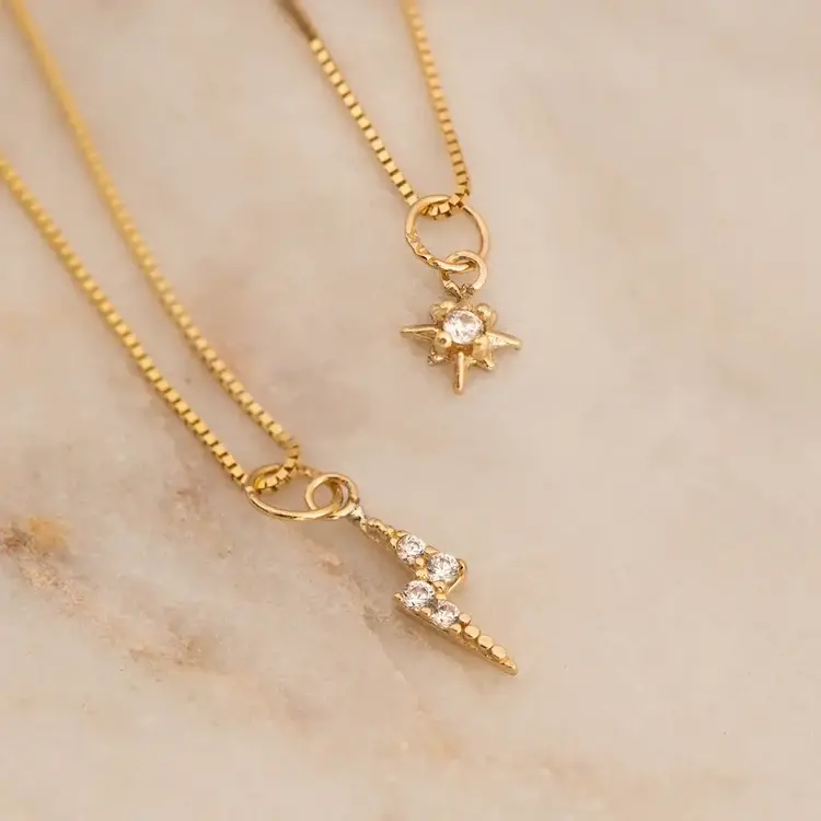 Leah Alexandra Lightning Bolt Necklace 14K