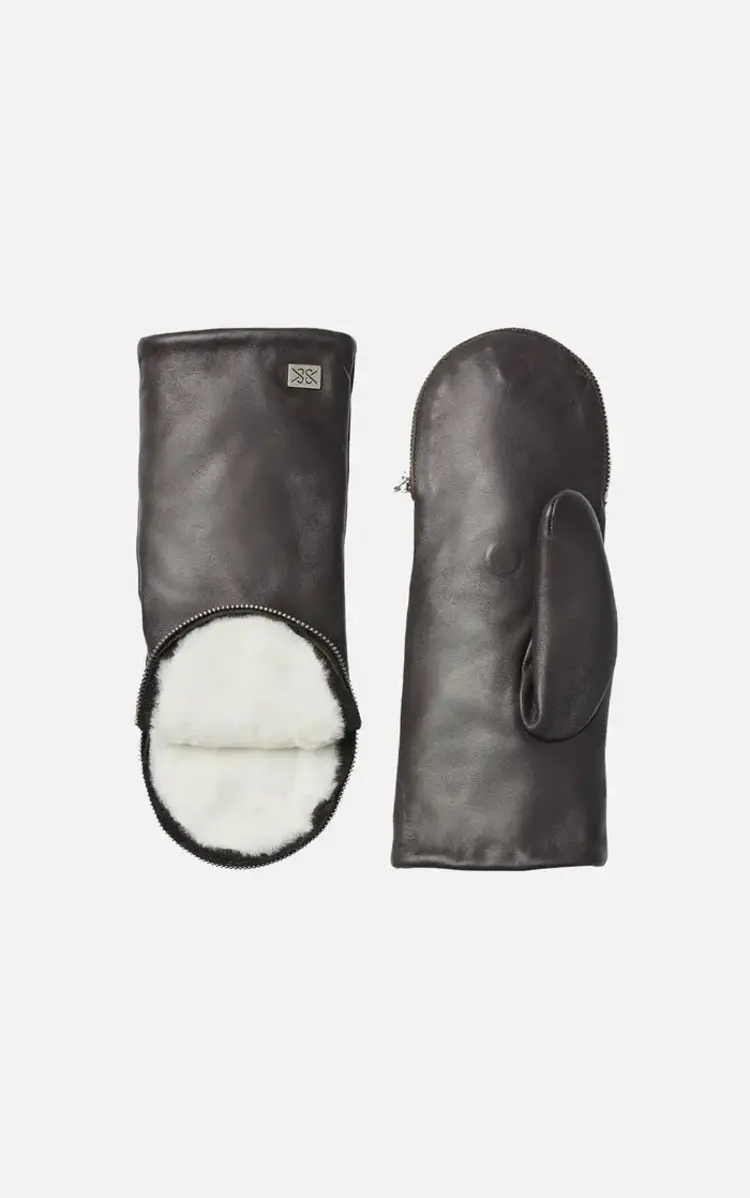 Soia & Kyo Betrice Faux Fur Lined Leather Gloves Mushroom
