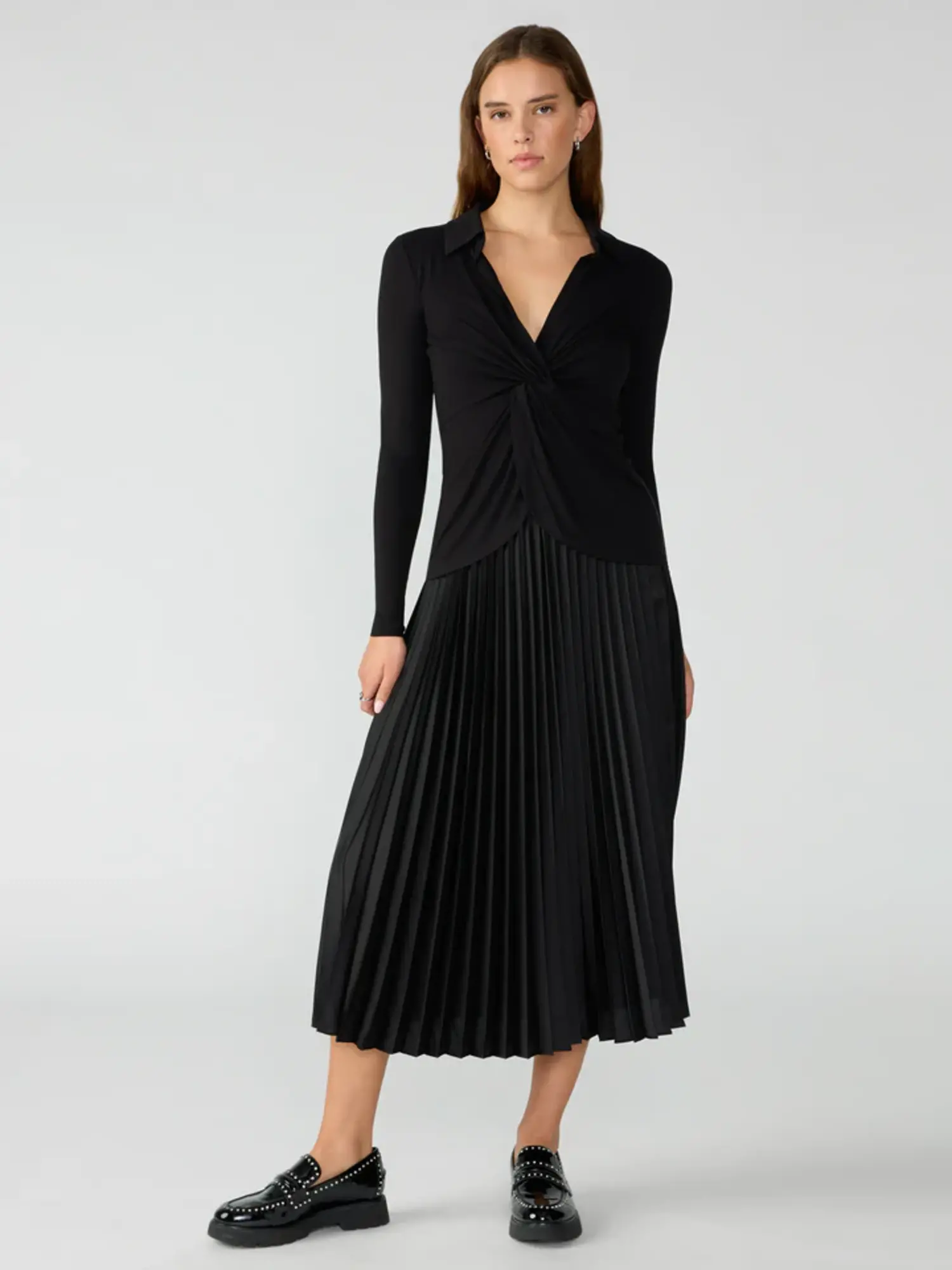 Sanctuary Everyday Pleated Satin Skirt Black