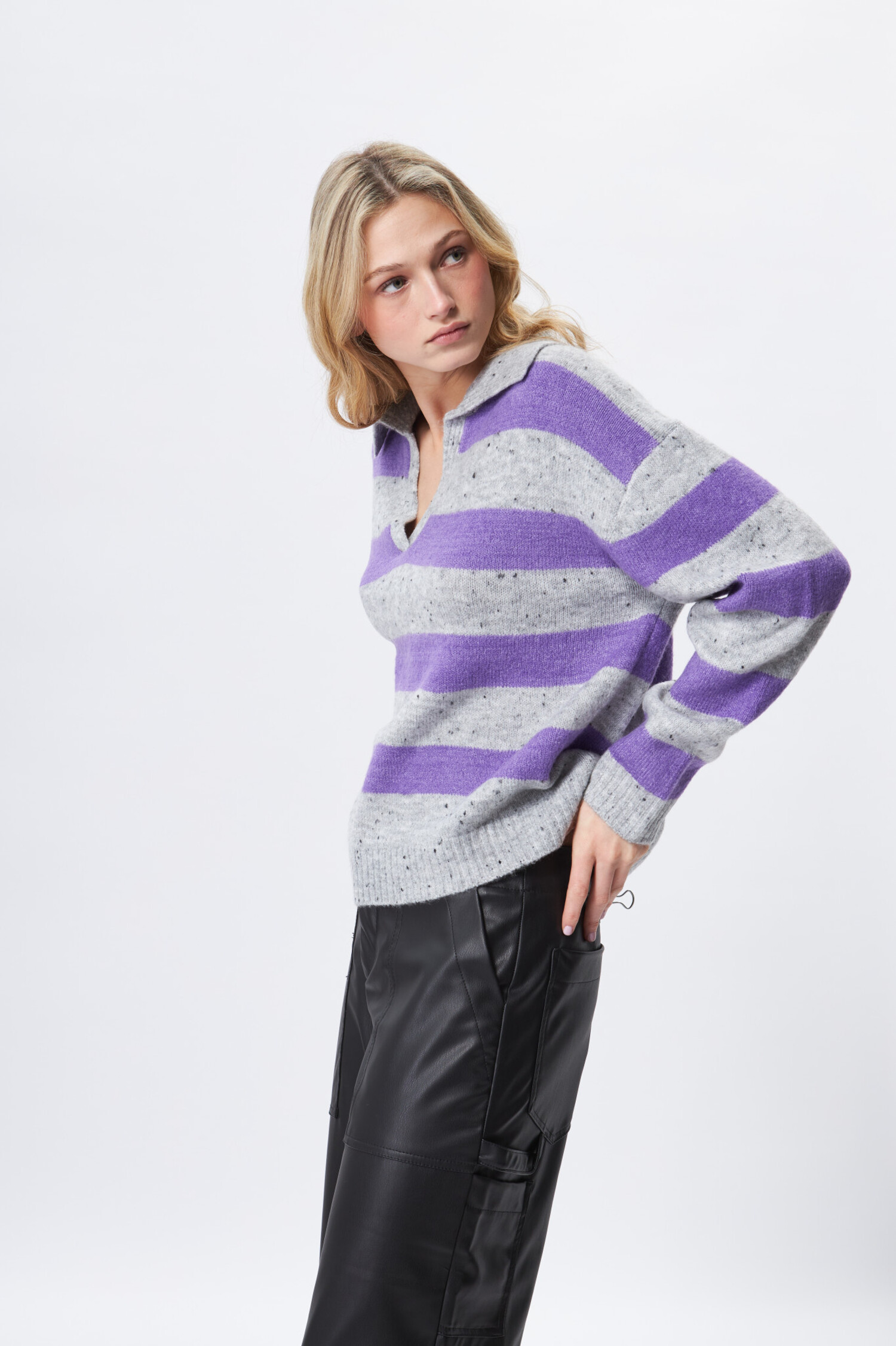 John & Jenn | Hollis Pullover Grape Stripe - Tryst Boutique