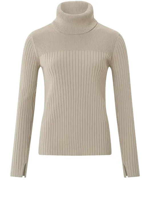 Yaya  High Neckline Sweater Beige Melange - Tryst Boutique