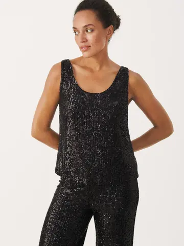Part Two Tamana Sequin Tank Black