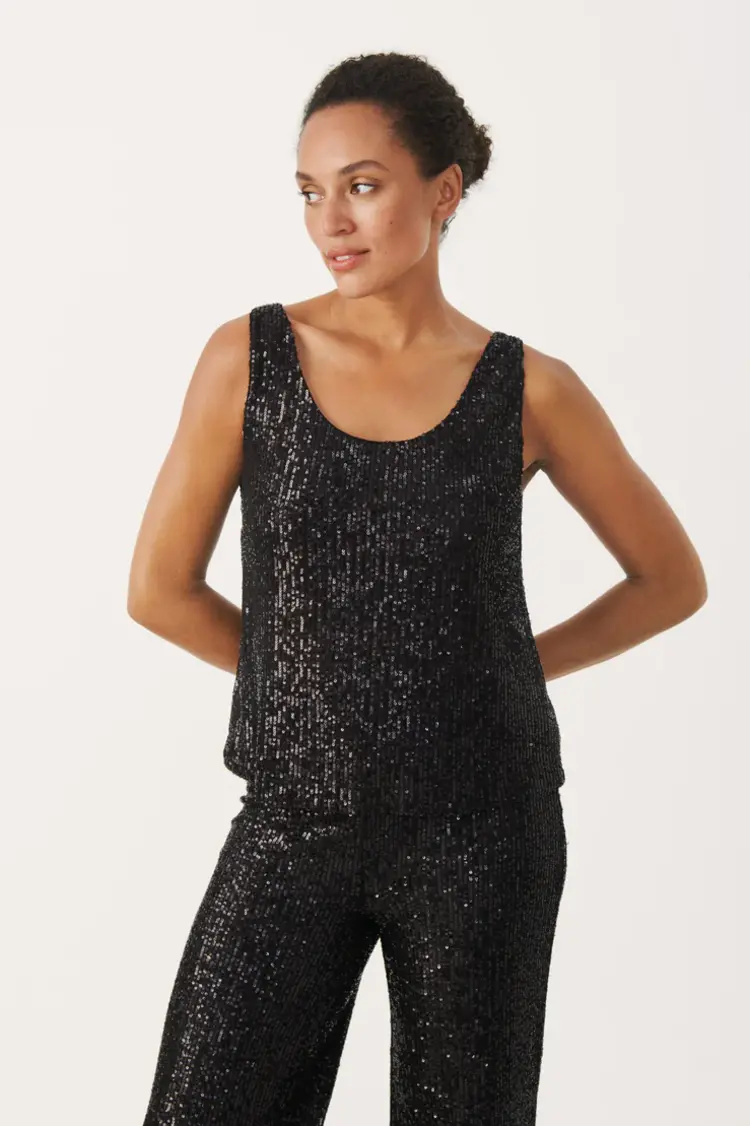 Part Two Tamana Sequin Tank Black