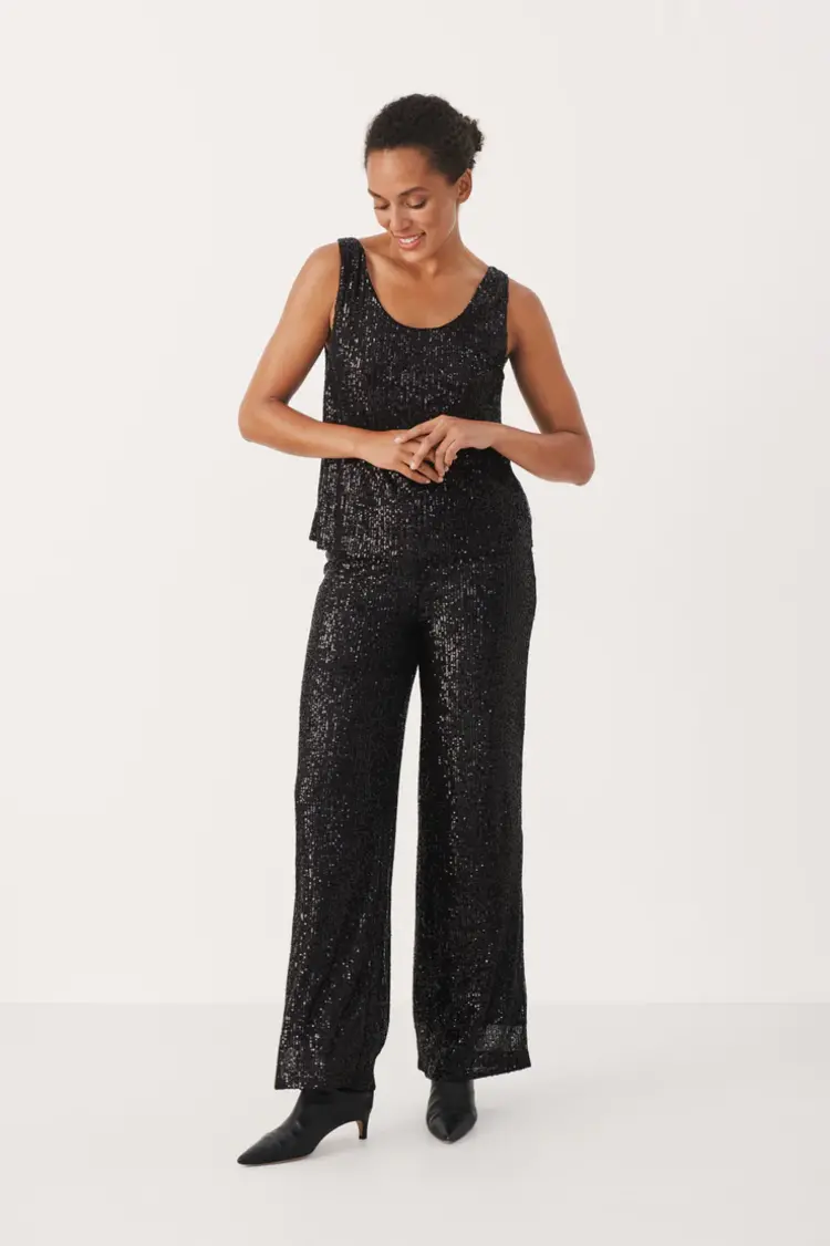 Part Two Tamana Sequin Tank Black