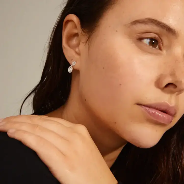 Pilgrim Jewellery Beat Recycled Crystal Earrings Silver