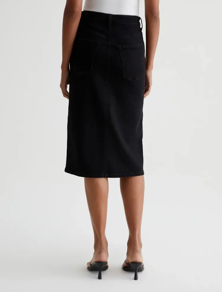 AG Denim Tefi Hi Waisted Midi Skirt - Black Cast