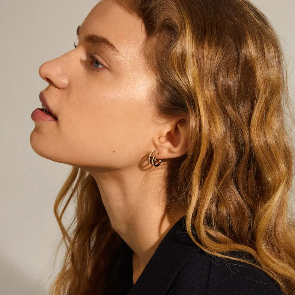 Pilgrim Jewellery | Roberta Mini Crystal Hoop Earrings Gold