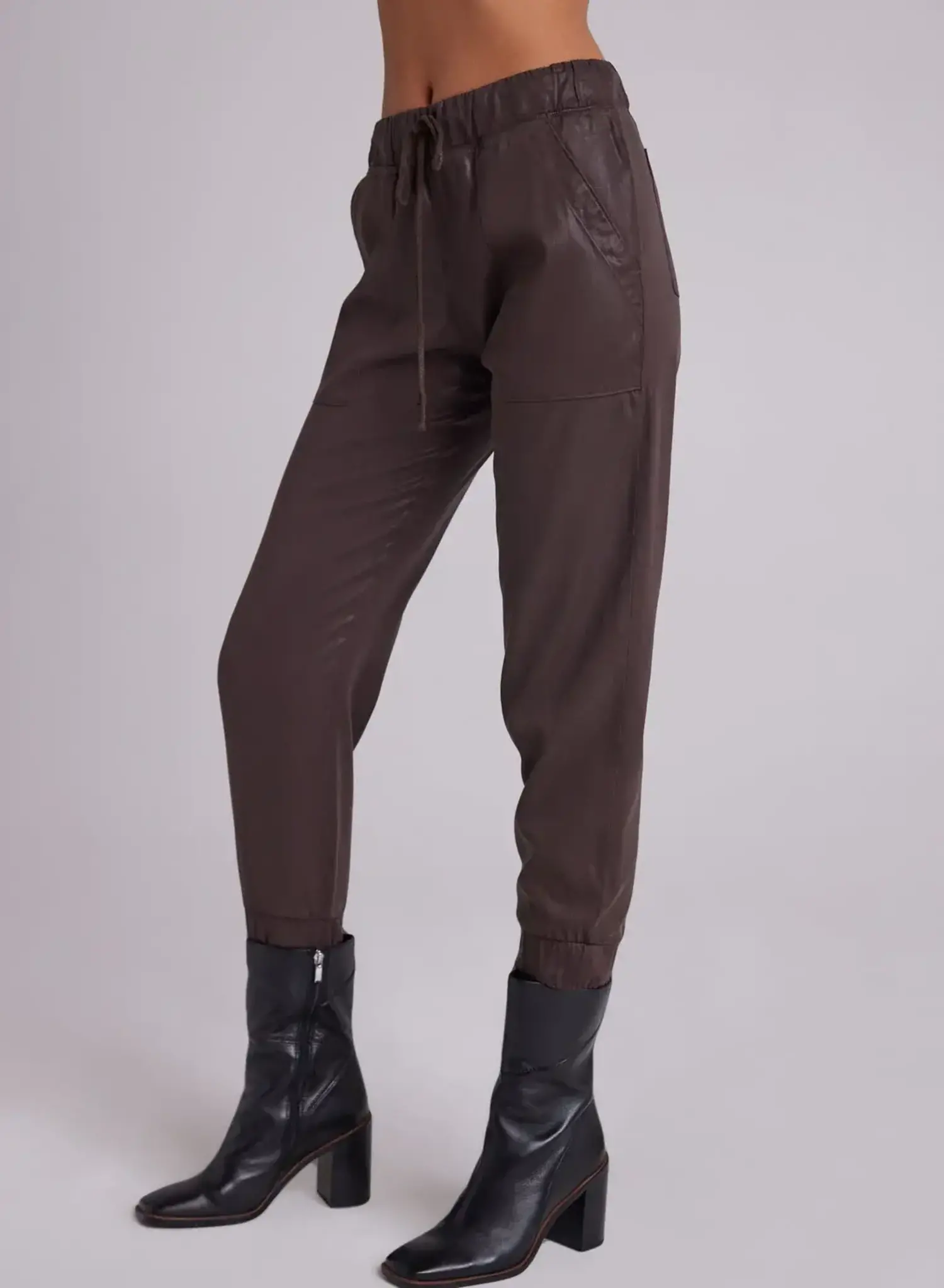 Chocolate Brown Faux Leather Joggers – All There Boutique
